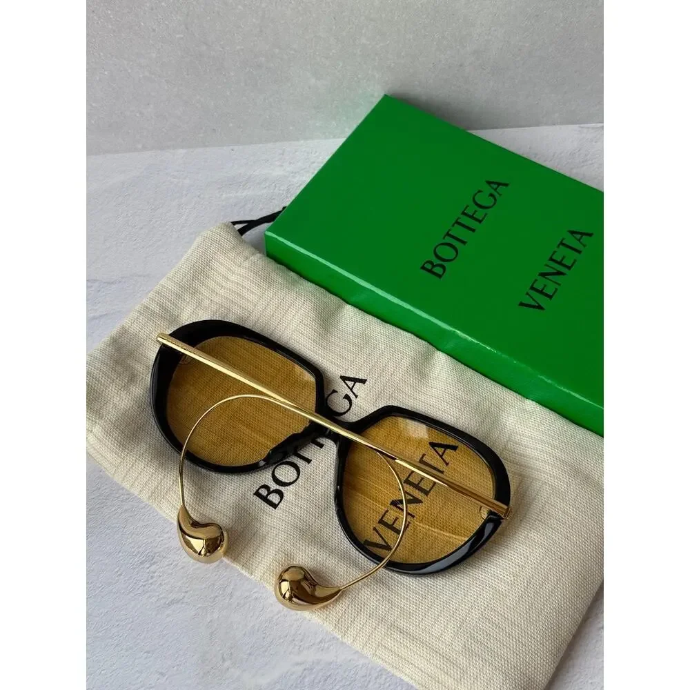 NEW Bottega Veneta BV1436S Earring Black Sunglasses $760